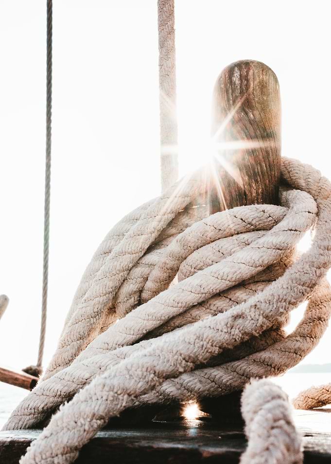 Nautical Rope on Wooden Cleat