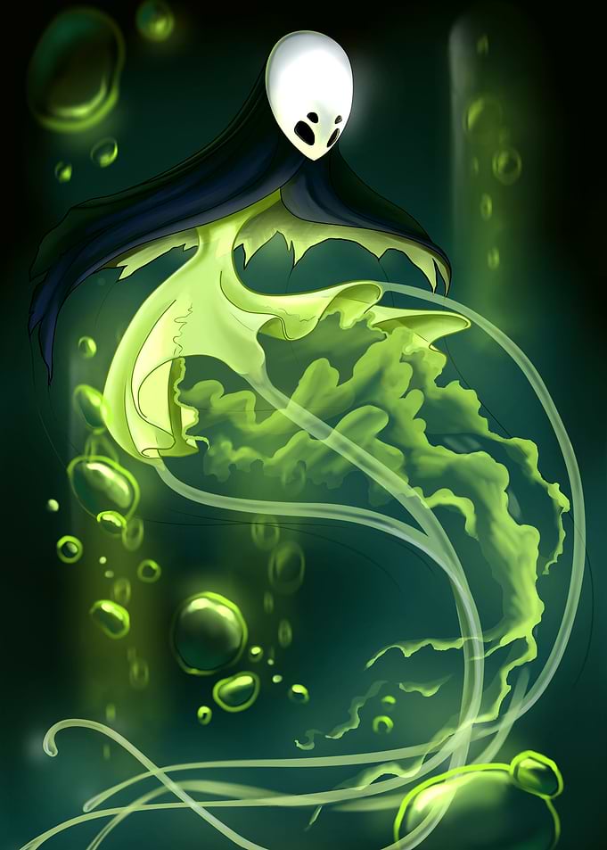 Hollow Knight character with green essence
