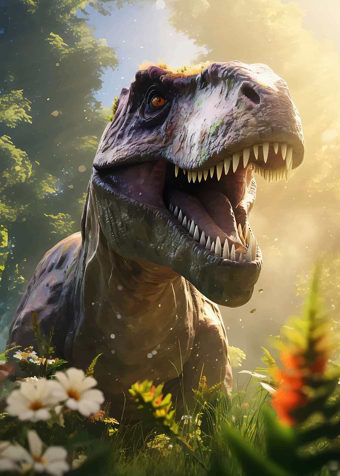 Tyrannosaurus Rex in a Floral Meadow