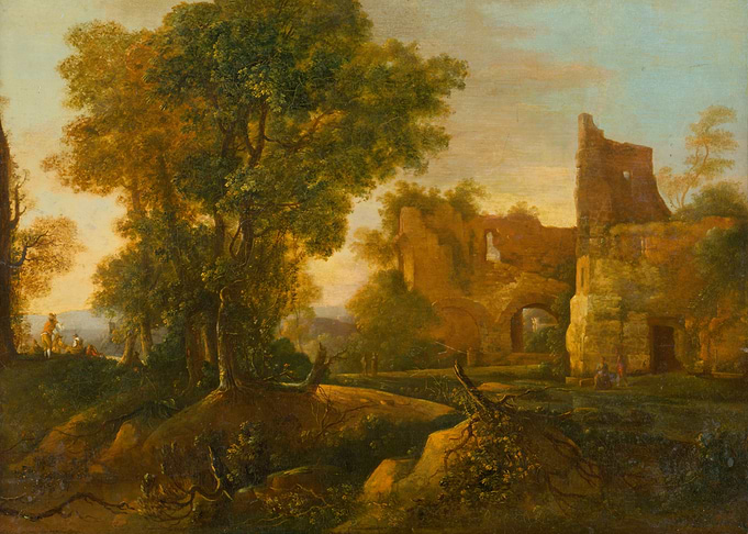 Classical Landscape with Ruins Painting