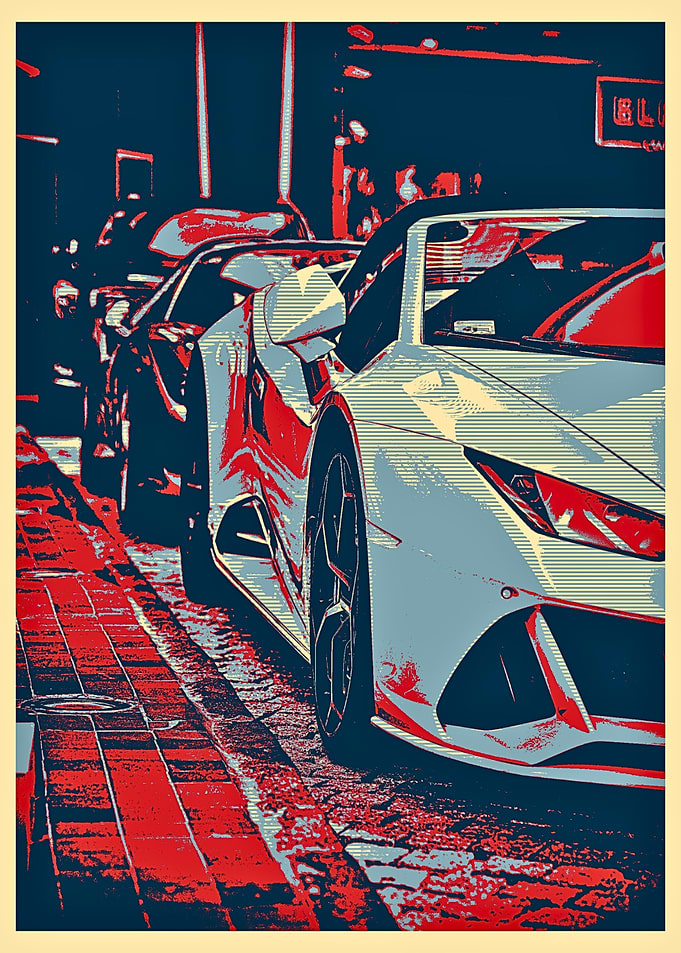 Luxury Cars in Red, White, and Blue
