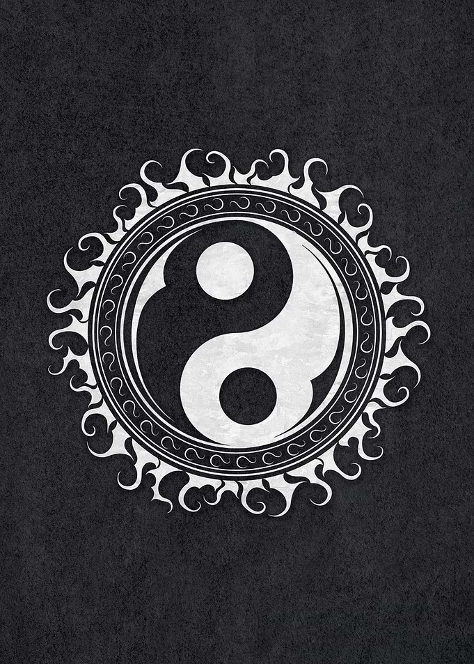 Yin Yang Symbol on Dark Background