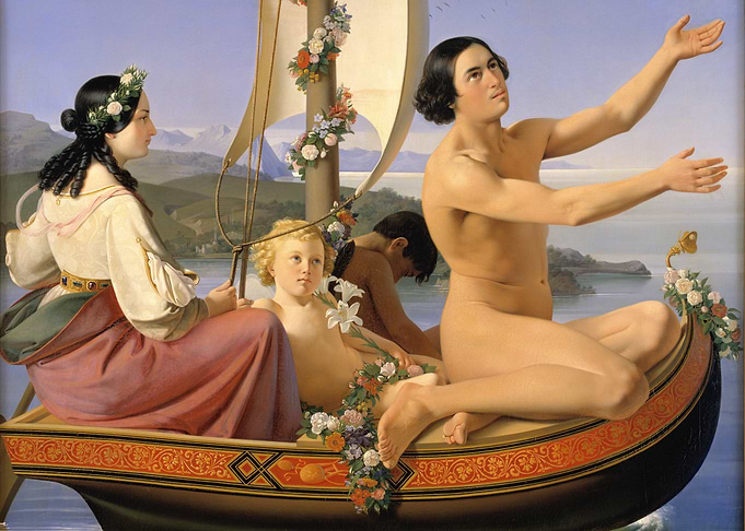 Painting of figures in a boat