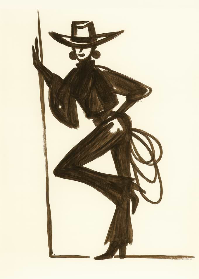 Fashion Cowgirl Western Brown Ink