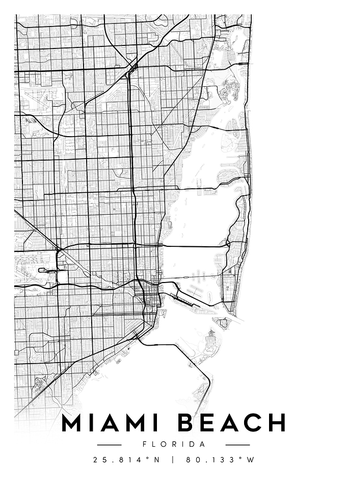 Miami Beach Florida Map Art