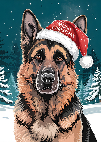 Christmas German Shepherd Dog Portrait