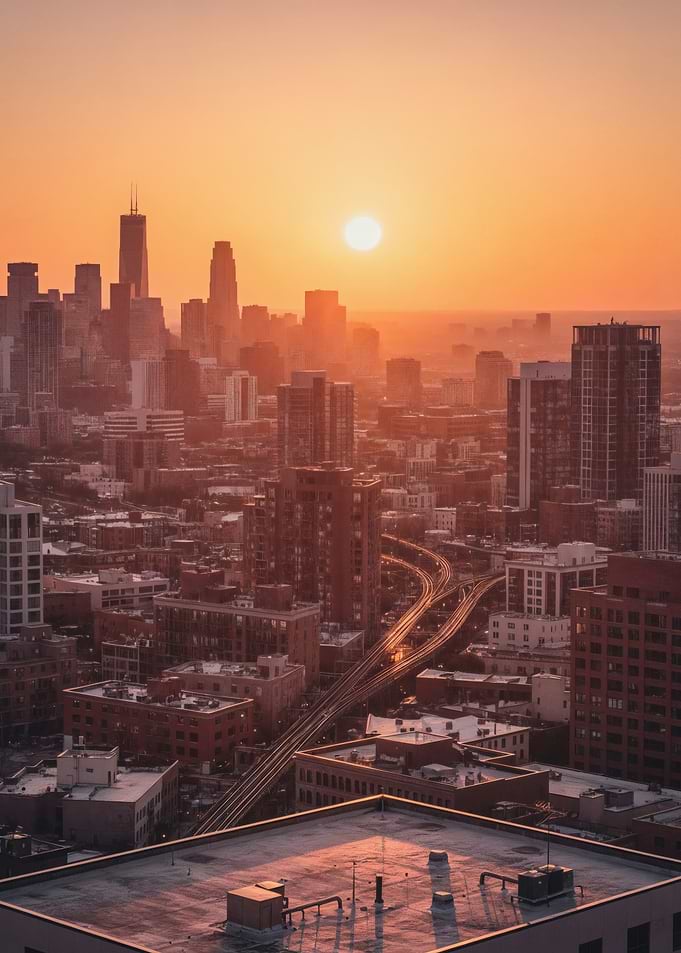 Chicago Skyline at Sunset