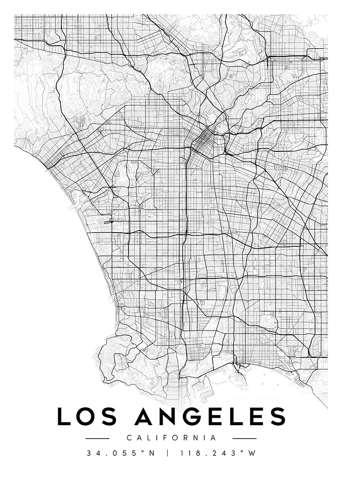 Los Angeles California Map Art