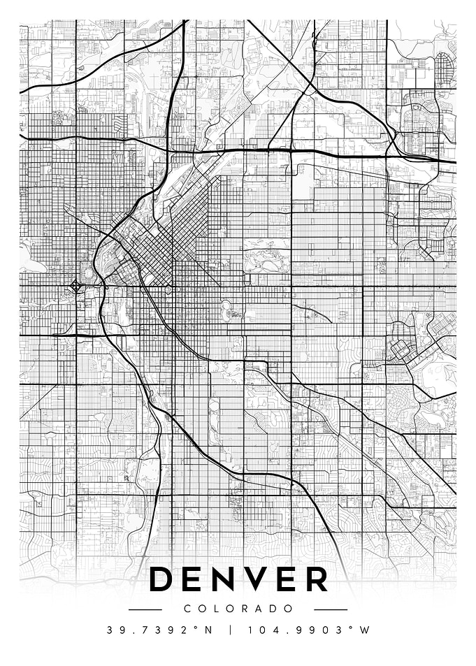 Denver Colorado City Map Art