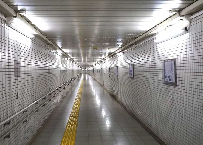 Glistening & Empty Subway Tunnel in Kyoto