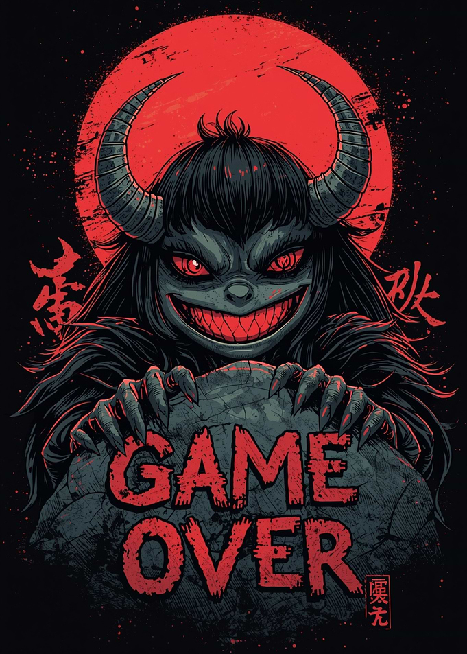 Game Over Demon with Red Moon