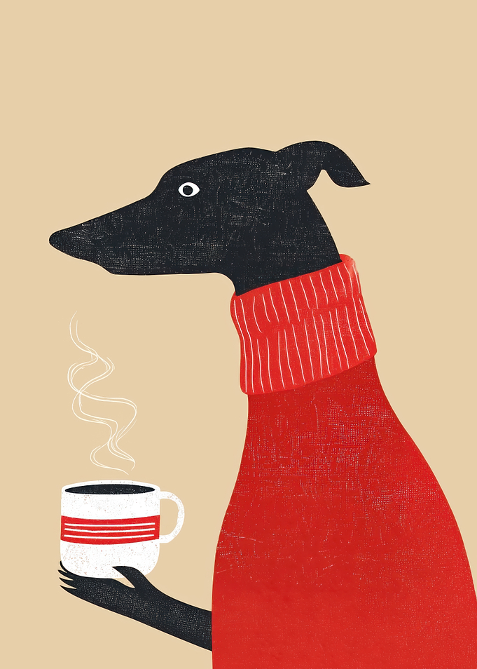Dog Red Sweater Coffee