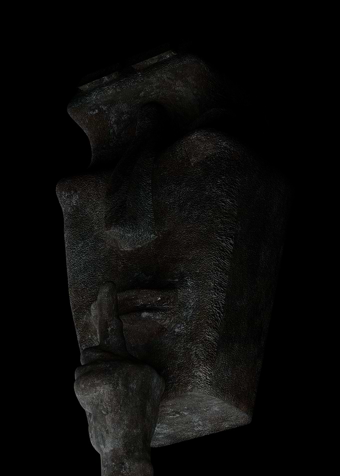 Moai Hush Statue in Dark Ambiance