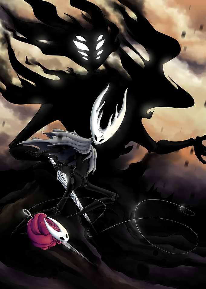 Hollow Knight and Grimm digital art