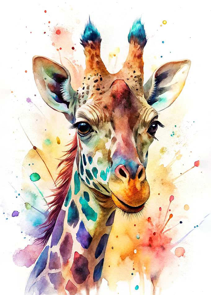 Watercolor Giraffe Portrait