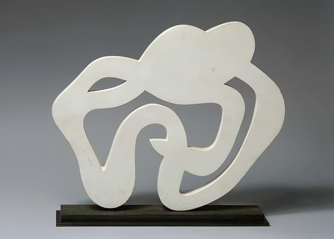 jean arp Abstract White Sculpture on Dark Base