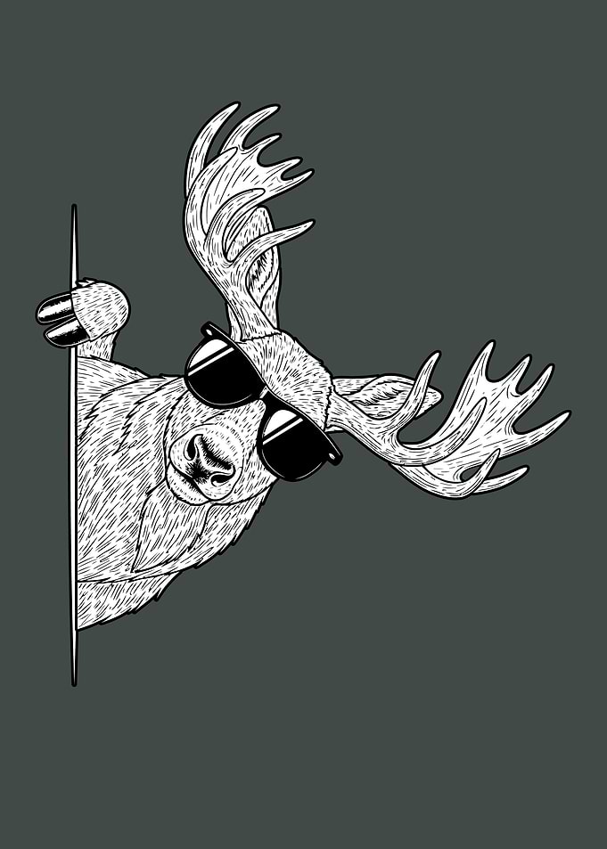 Cool Moose with Sunglasses Illustration