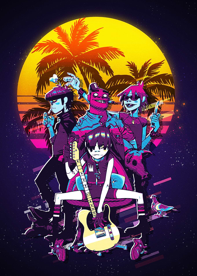 Gorillaz band retro style poster