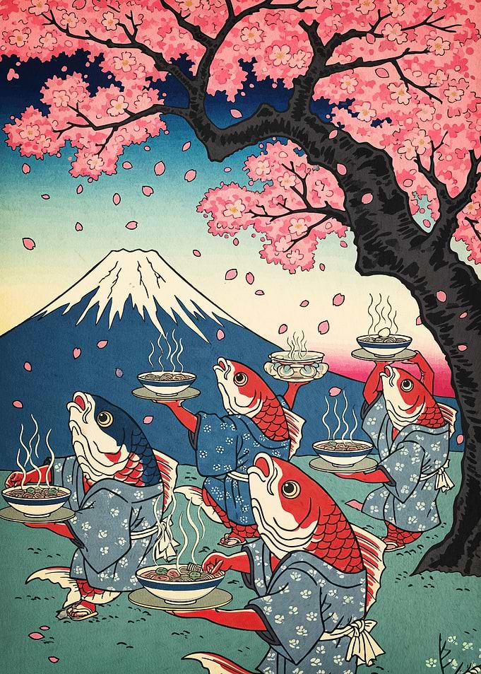 Fish Servers Cherry Blossom Tree