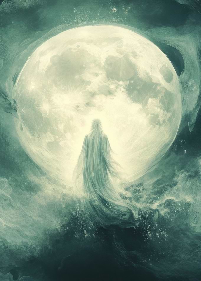 Ethereal Figure Under Moonlight