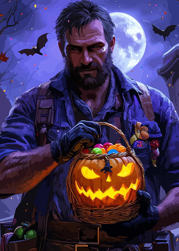 Halloween Night with a rugged man