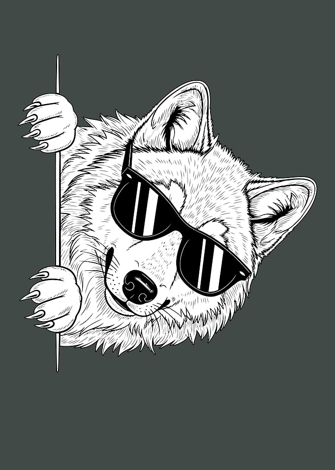 Cool Wolf with Sunglasses Illustration