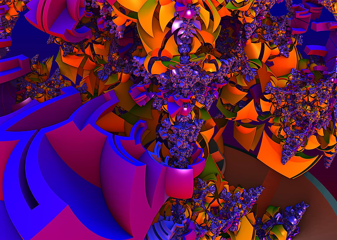 Brightly Jumbled - Abstract Fractal Art with Vibrant Colors
