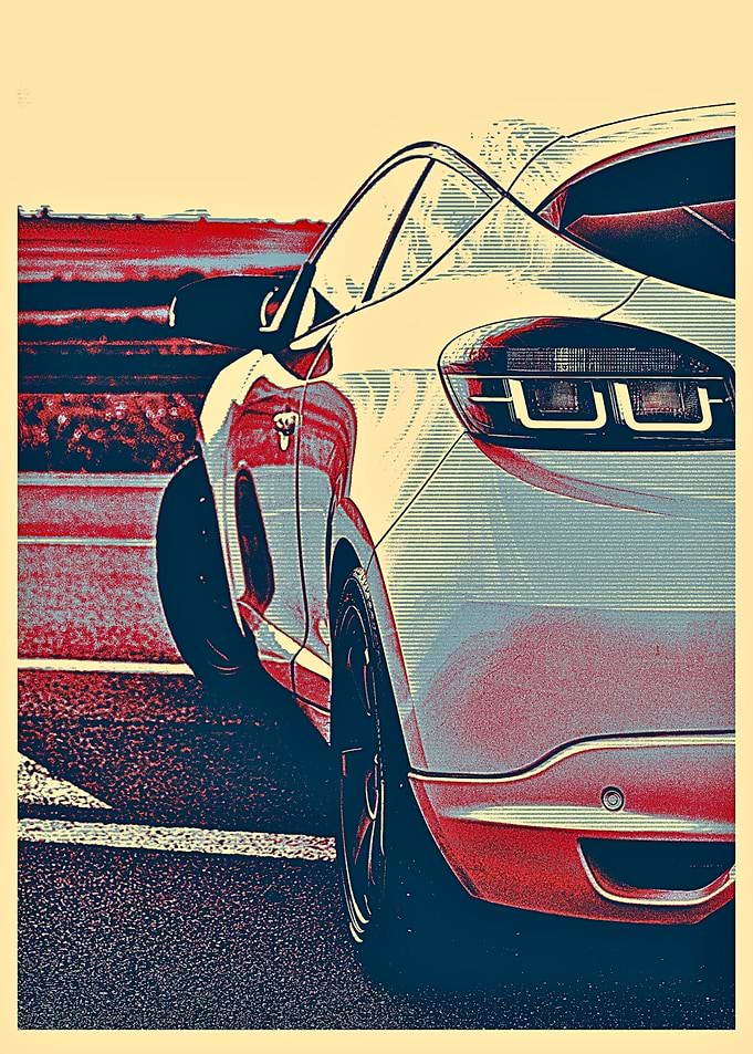 Car Rear View Pop Art