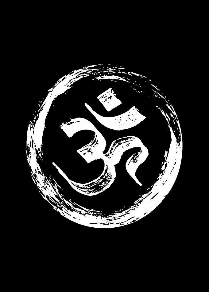 Om Symbol in White Brush Circle