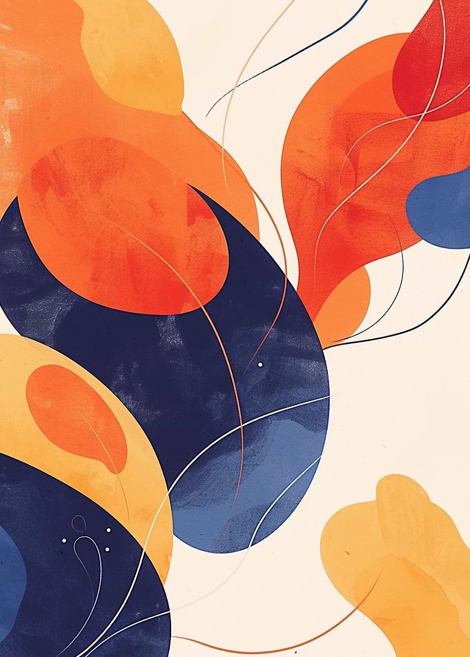Abstract Shapes in Orange and Blue