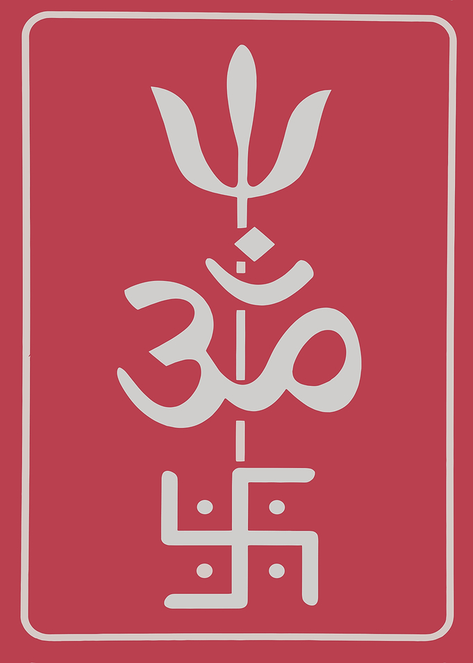 Hindu Symbols on Red Background
