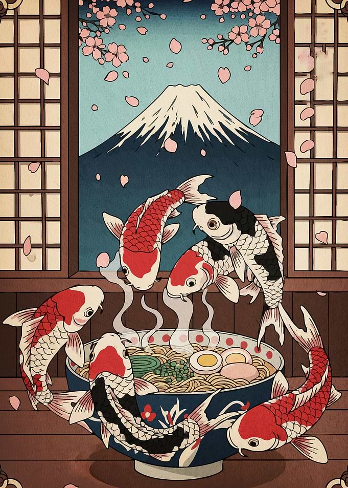 Koi Fish Ramen Ukiyo-e