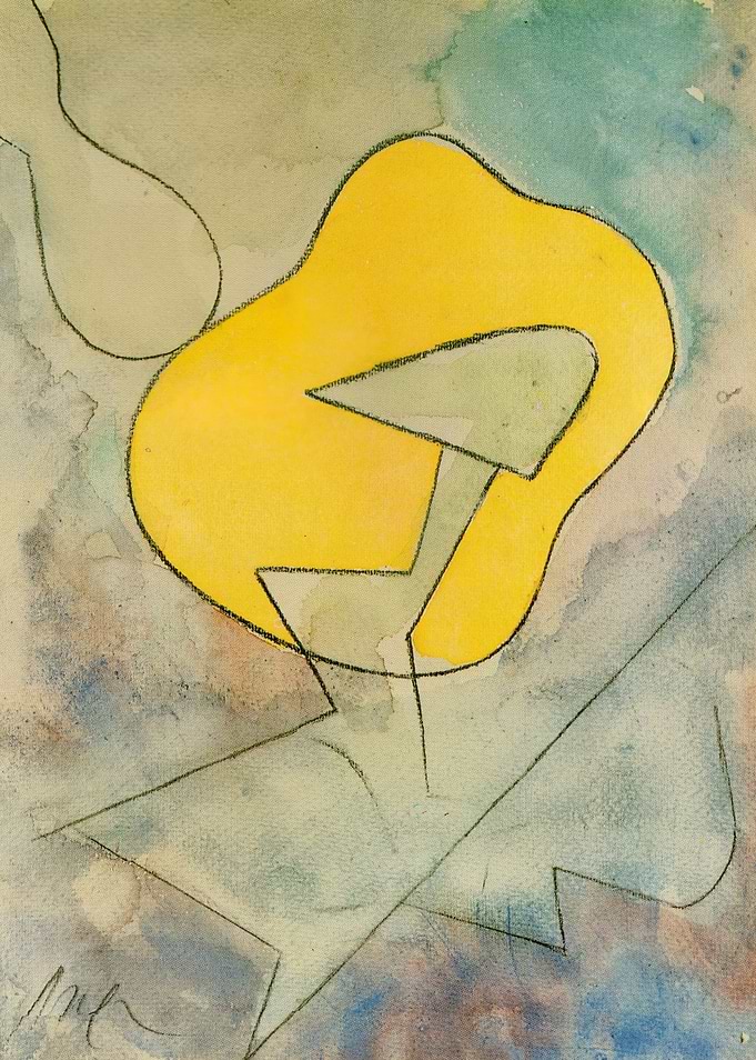 Abstract Yellow Figure with Geometric Shapes
