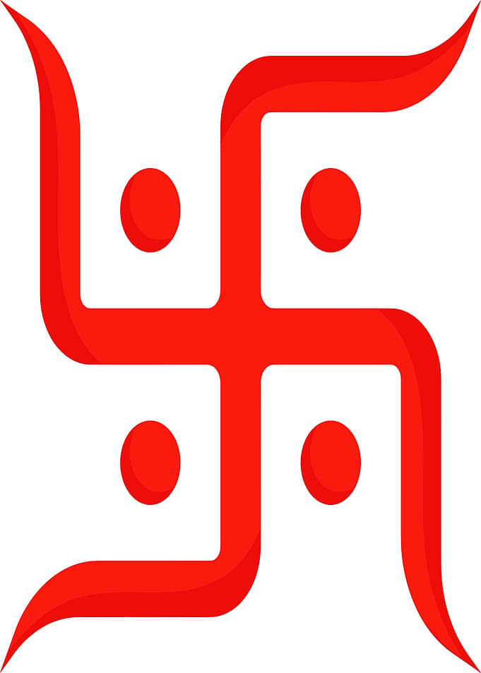 Red Swastika Symbol on White Background