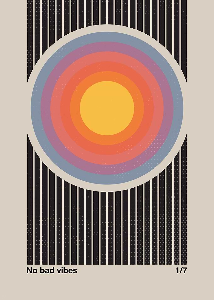 Retro Circle Graphic Art Print