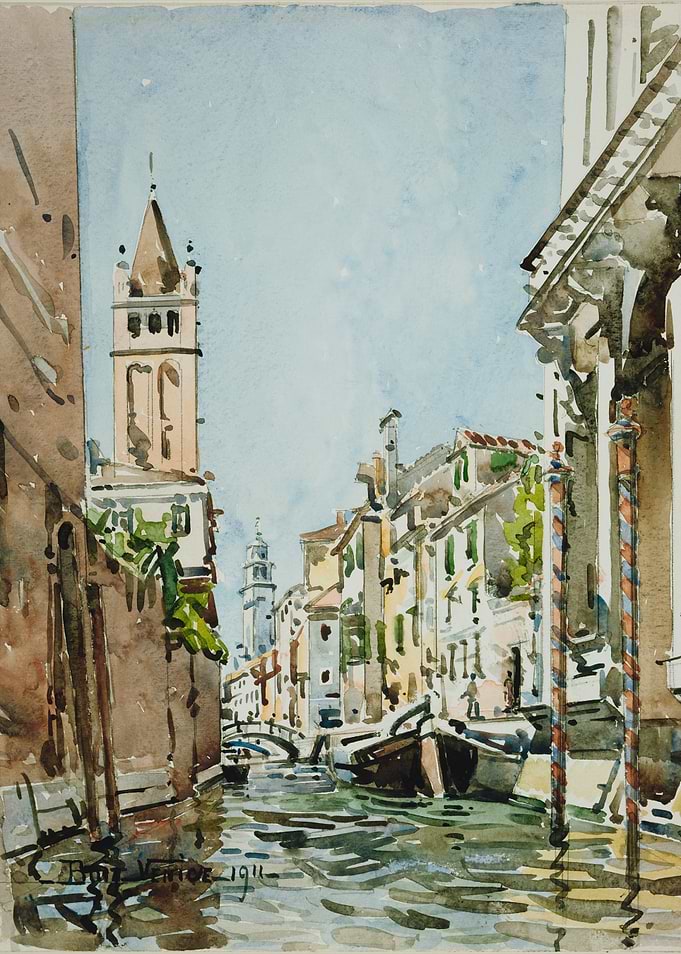Venice Canal Watercolor Painting