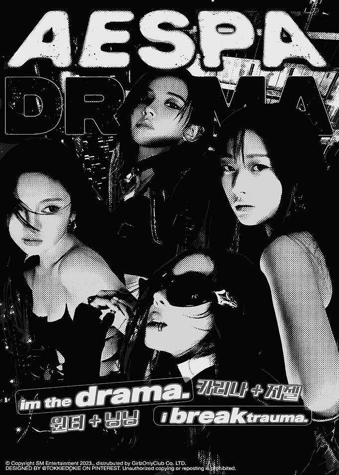 AESPA Drama Album Cover Black and White