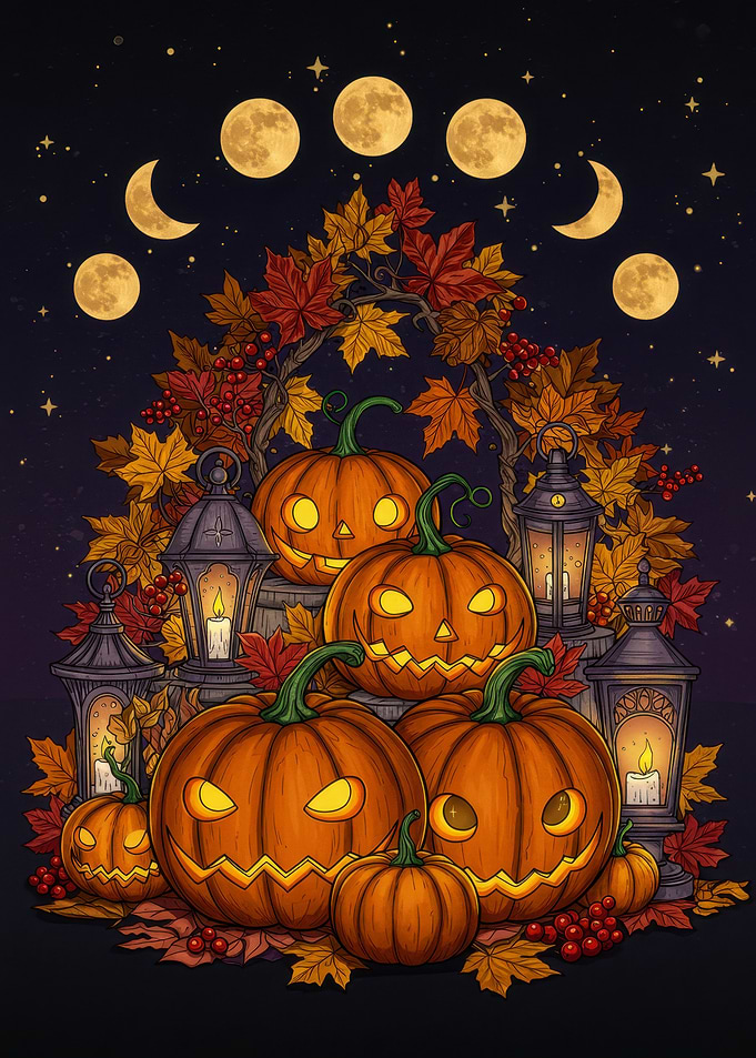 Halloween Pumpkins and Moon Phases
