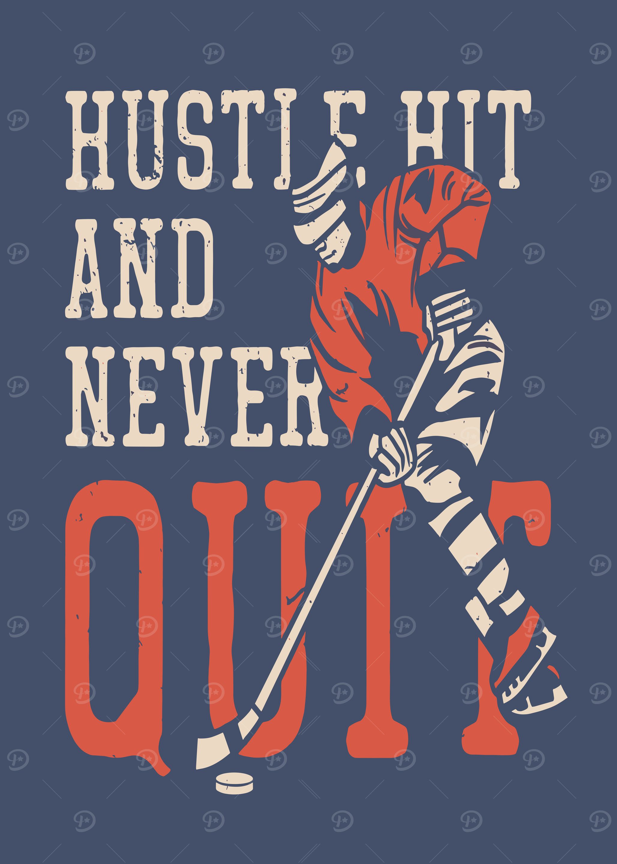 Hustle Hit Never Quit Hockey Graphic