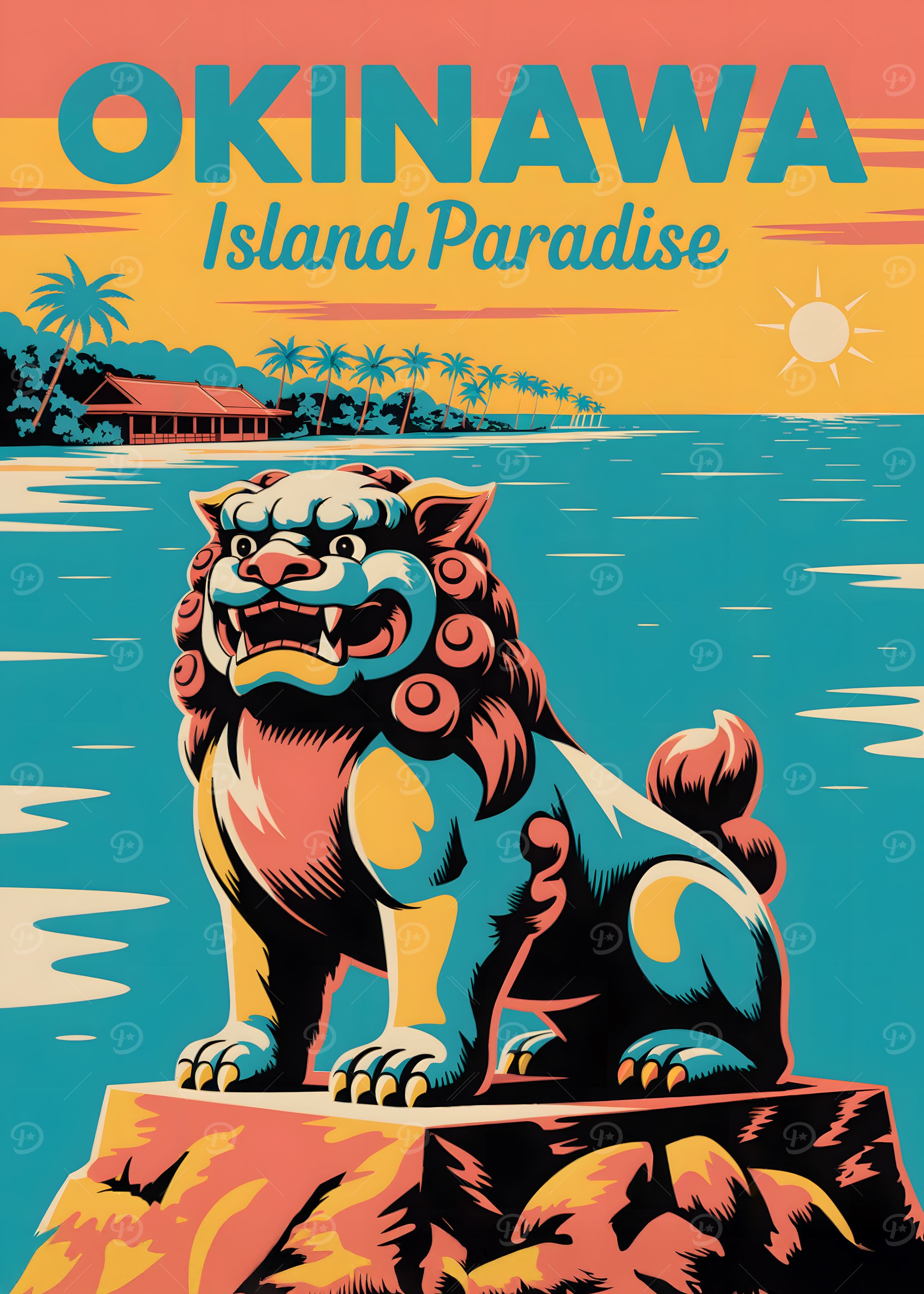 Okinawa Island Paradise Vintage Travel Poster