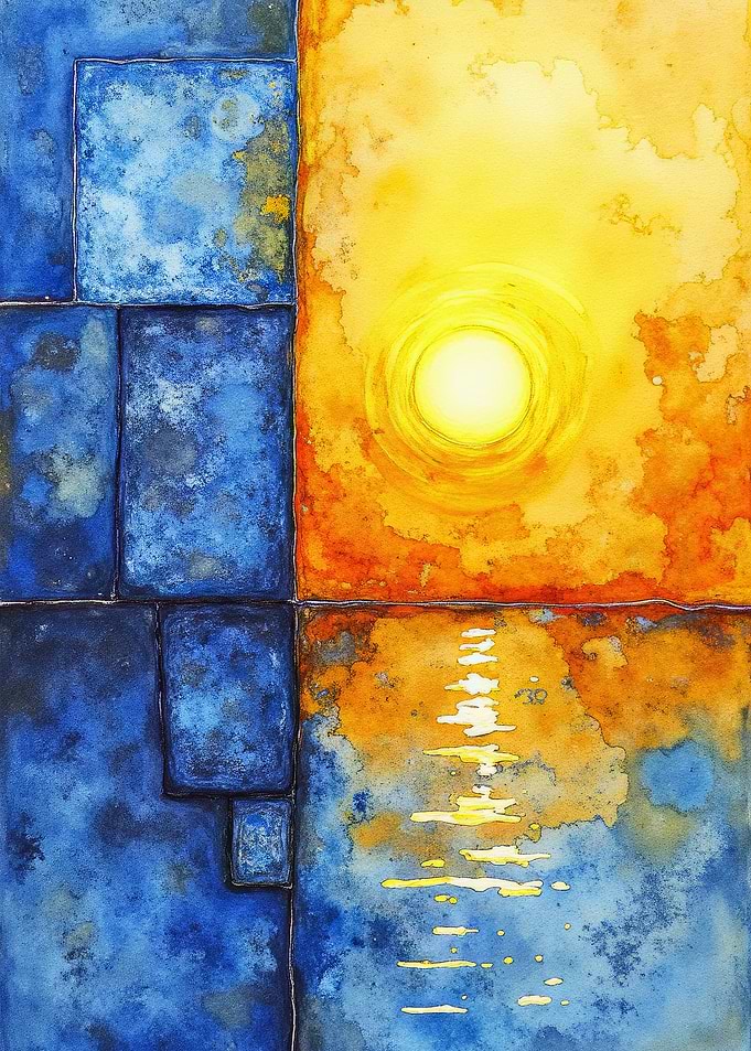 Abstract Sunset Watercolor Painting