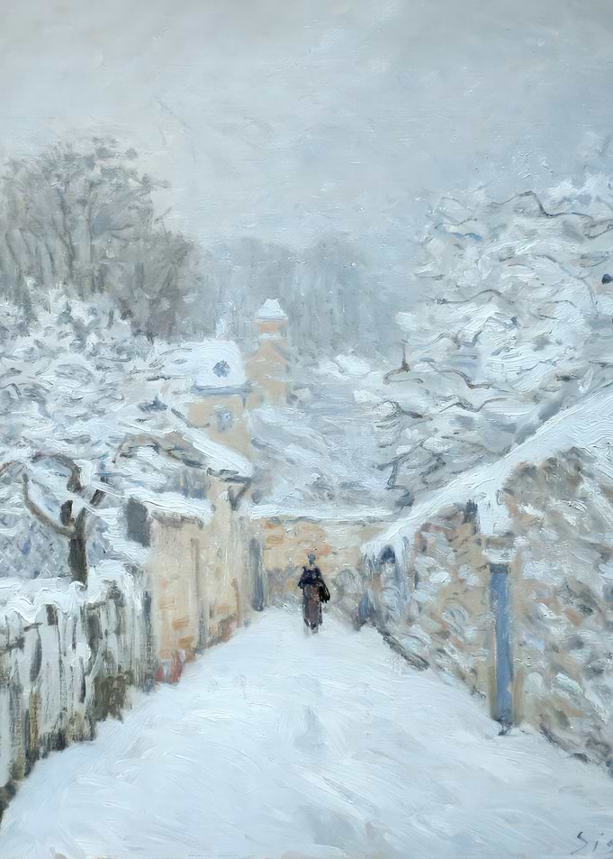 Winter Village Scene Painting, alfred sisley art
