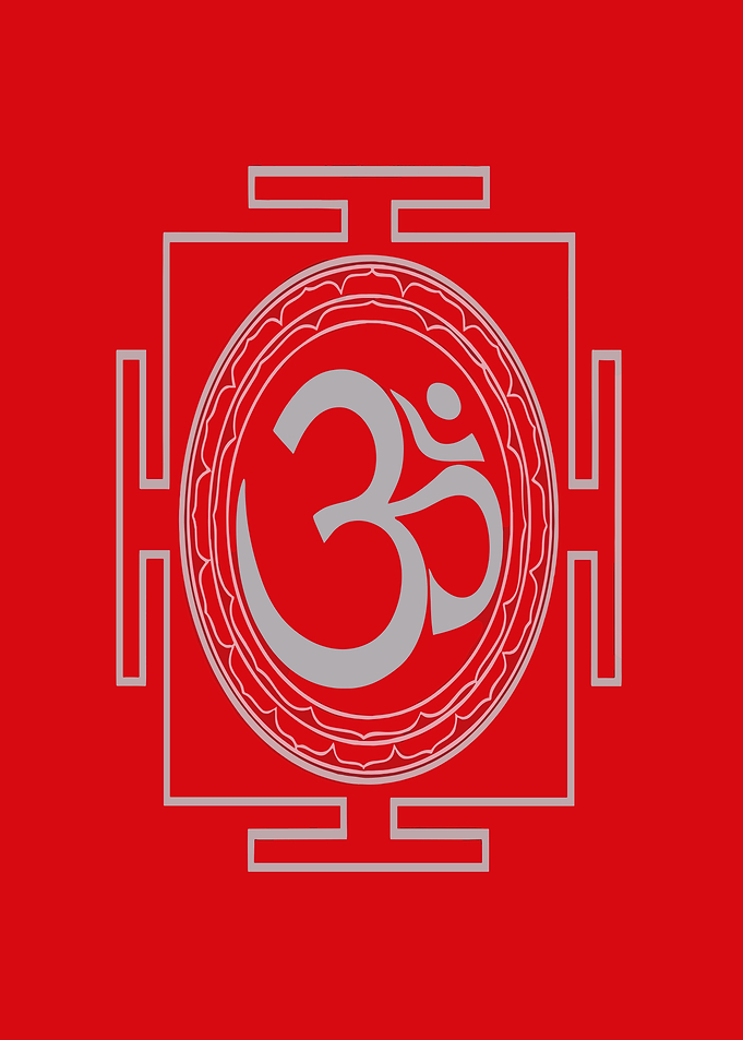 Om Symbol on Red Background