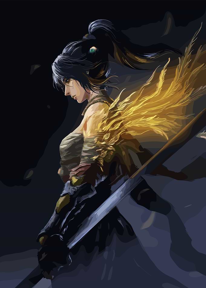 Female Warrior with Sword Digital Art