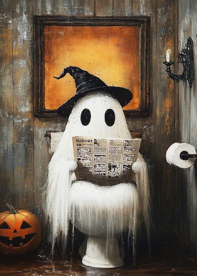 Cute Ghost on the Toilet