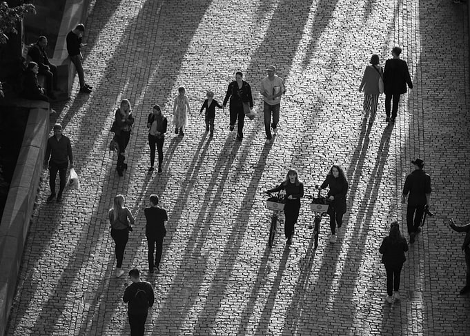 Black and White City Street Scene
