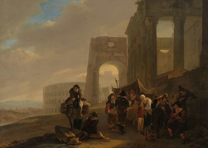 Roman Ruins with Figures Painting
