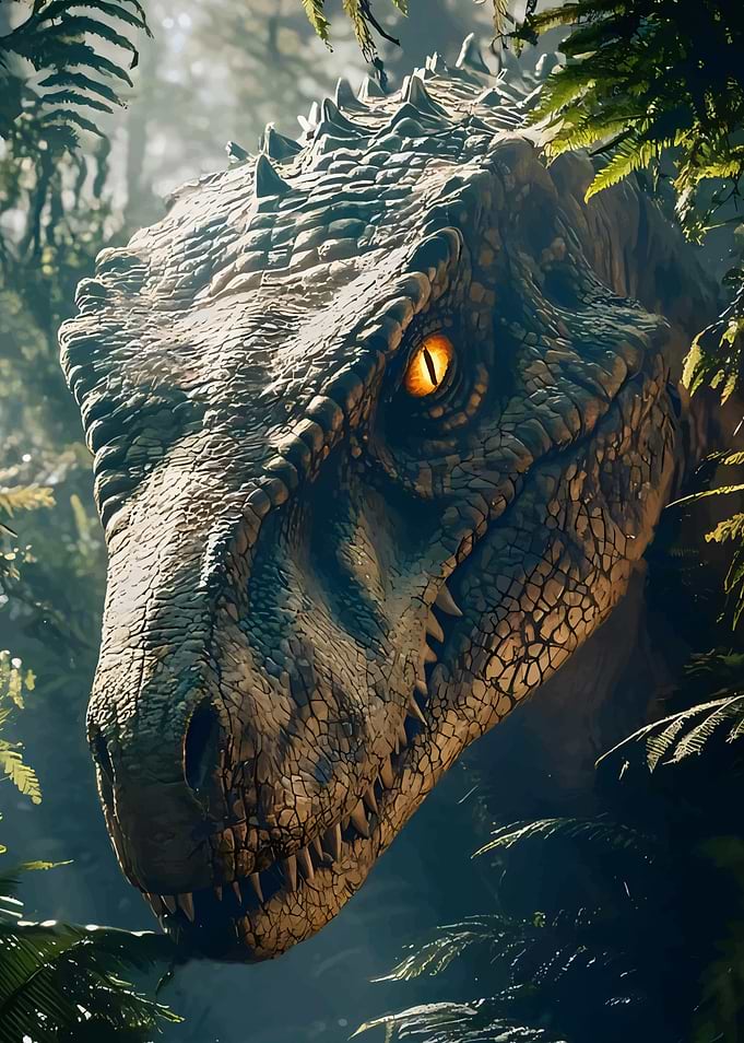 Dinosaur in Lush Jungle Poster