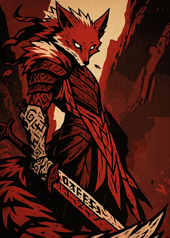 Fox Warrior with Sword Illustration
