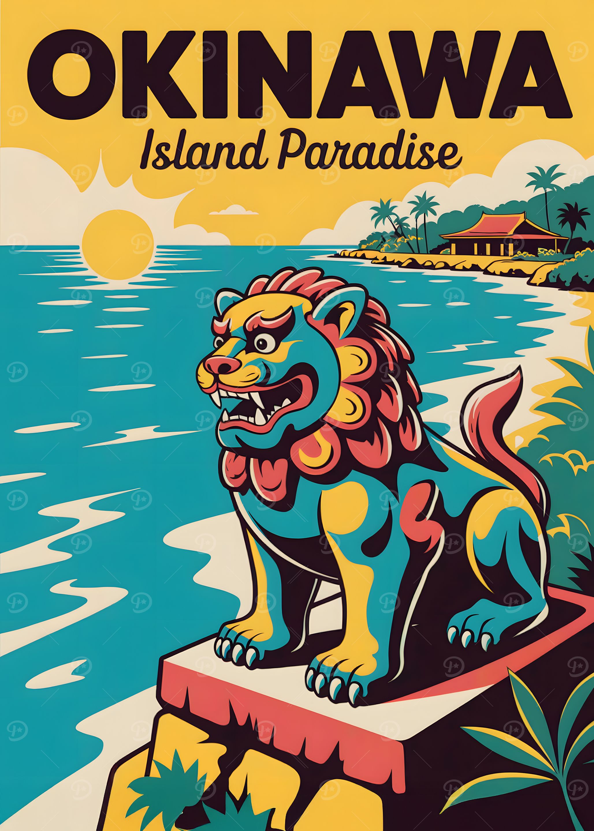 Okinawa Island Paradise Vintage Travel Poster